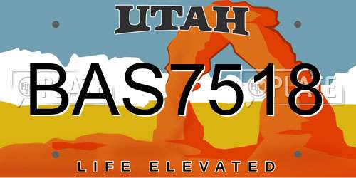 BAS7518 Utah License Plate