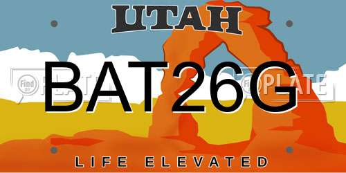 BAT26G Utah License Plate