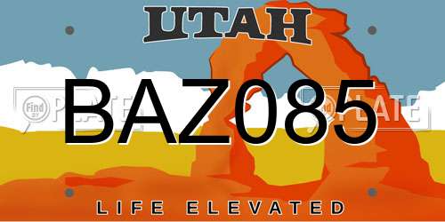 BAZ085 Utah License Plate