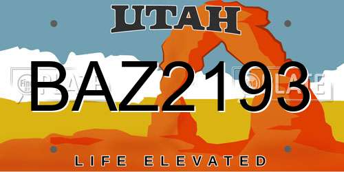 BAZ2193 Utah License Plate