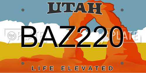 BAZ220 Utah License Plate