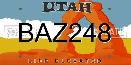 BAZ248 Utah License Plate