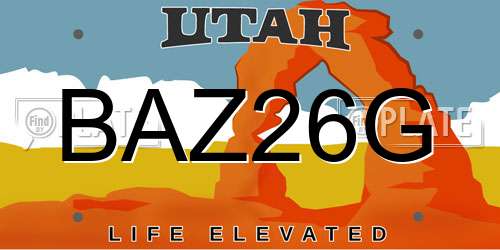 BAZ26G Utah License Plate