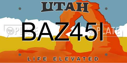 BAZ45I Utah License Plate