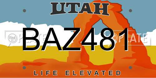 BAZ481 Utah License Plate