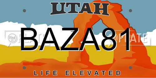 BAZA81 Utah License Plate