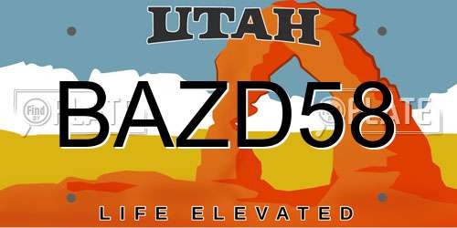 BAZD58 Utah License Plate