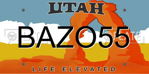 BAZO55 Utah License Plate