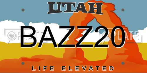 BAZZ20 Utah License Plate