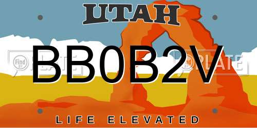 BB0B2V Utah License Plate