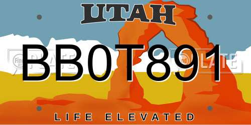 BB0T891 Utah License Plate