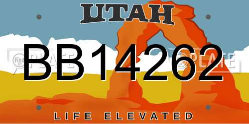 BB14262 Utah License Plate