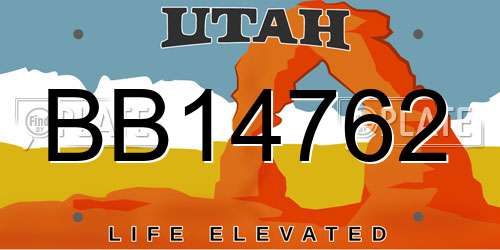BB14762 Utah License Plate