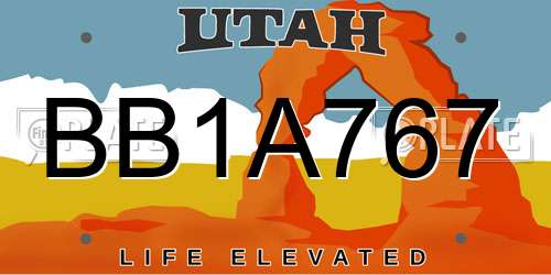 BB1A767 Utah License Plate