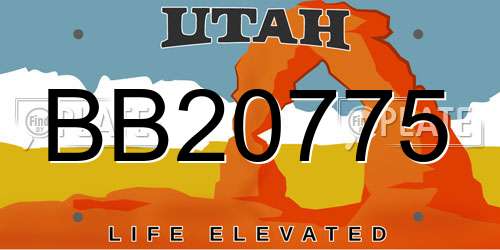BB20775 Utah License Plate
