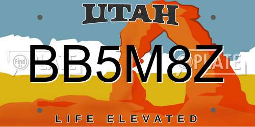 BB5M8Z Utah License Plate