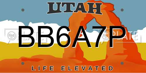 BB6A7P Utah License Plate