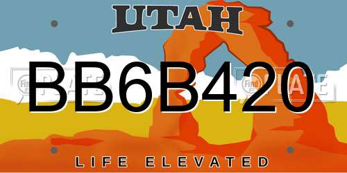 BB6B420 Utah License Plate