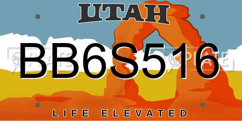 BB6S516 Utah License Plate