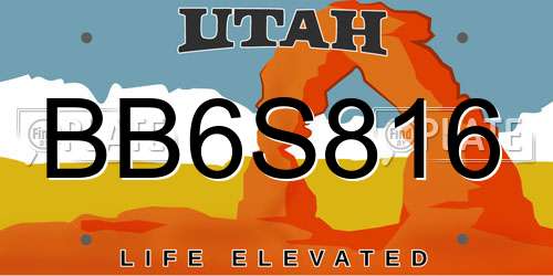 BB6S816 Utah License Plate