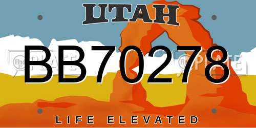 BB70278 Utah License Plate