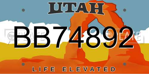 BB74892 Utah License Plate
