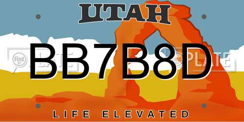 BB7B8D Utah License Plate