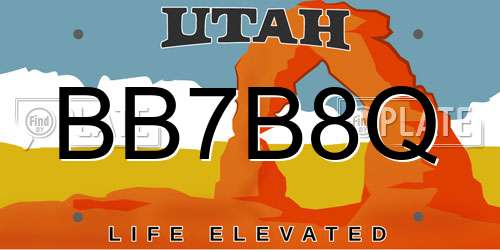 BB7B8Q Utah License Plate