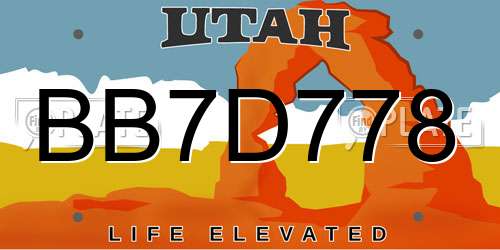 BB7D778 Utah License Plate