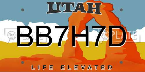 BB7H7D Utah License Plate