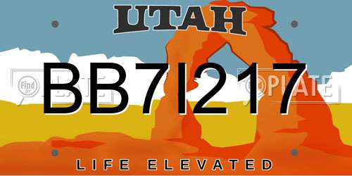 BB7I217 Utah License Plate