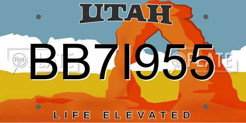 BB7I955 Utah License Plate