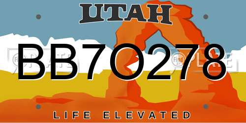 BB7O278 Utah License Plate