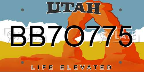 BB7O775 Utah License Plate
