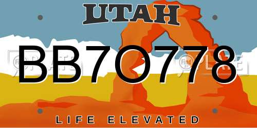 BB7O778 Utah License Plate