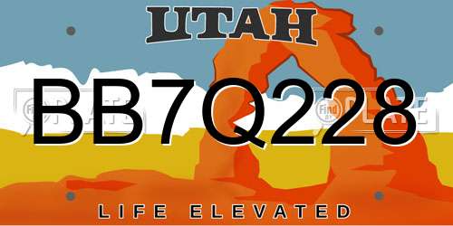 BB7Q228 Utah License Plate