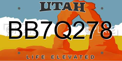 BB7Q278 Utah License Plate