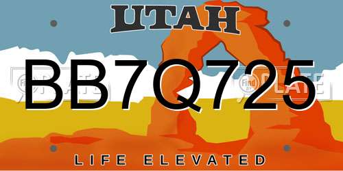 BB7Q725 Utah License Plate
