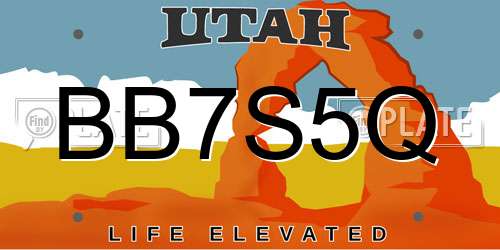 BB7S5Q Utah License Plate