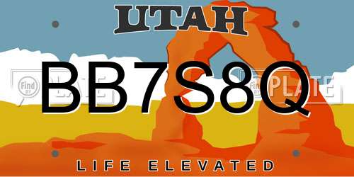 BB7S8Q Utah License Plate
