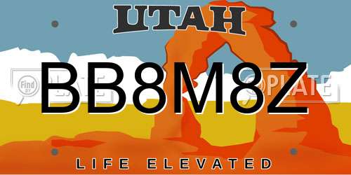 BB8M8Z Utah License Plate