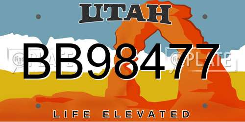 BB98477 Utah License Plate