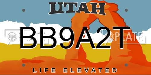 BB9A2T Utah License Plate