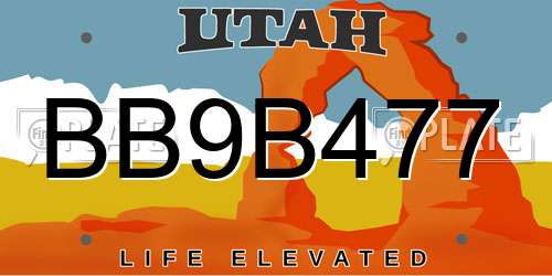 BB9B477 Utah License Plate