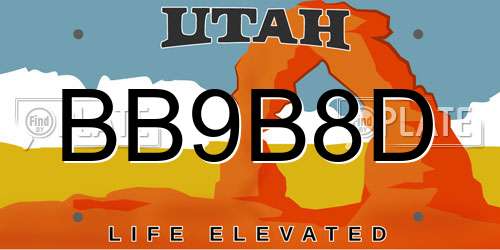 BB9B8D Utah License Plate