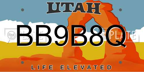 BB9B8Q Utah License Plate