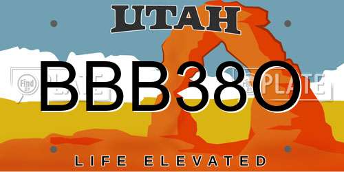 BBB38O Utah License Plate