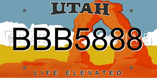 BBB5888 Utah License Plate