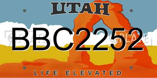 BBC2252 Utah License Plate