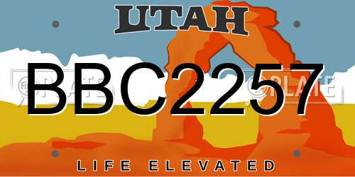 BBC2257 Utah License Plate